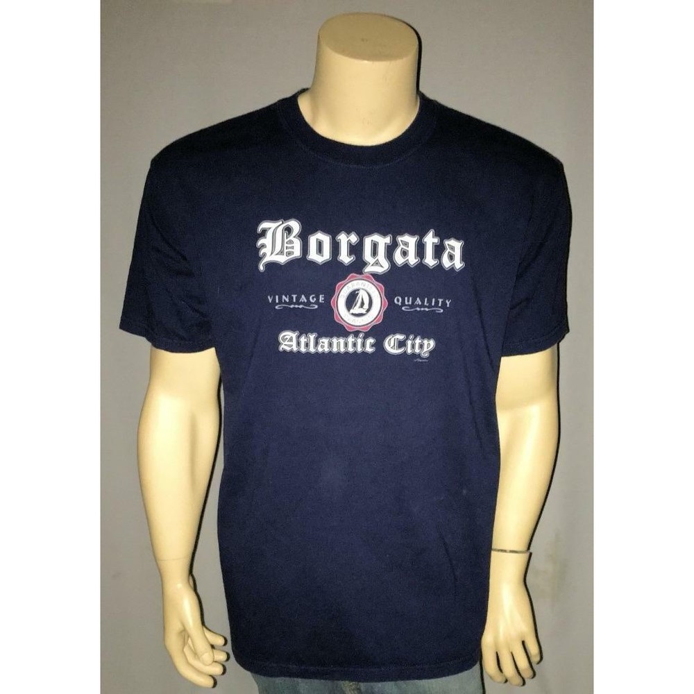 Borgata Hotel & Casino T Shirt Large Atlantic City NJ Navy Blue 100% Cotton